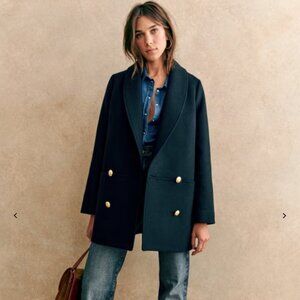 Sezane James Coat Jacket Navy Blue Size 6 NWOT